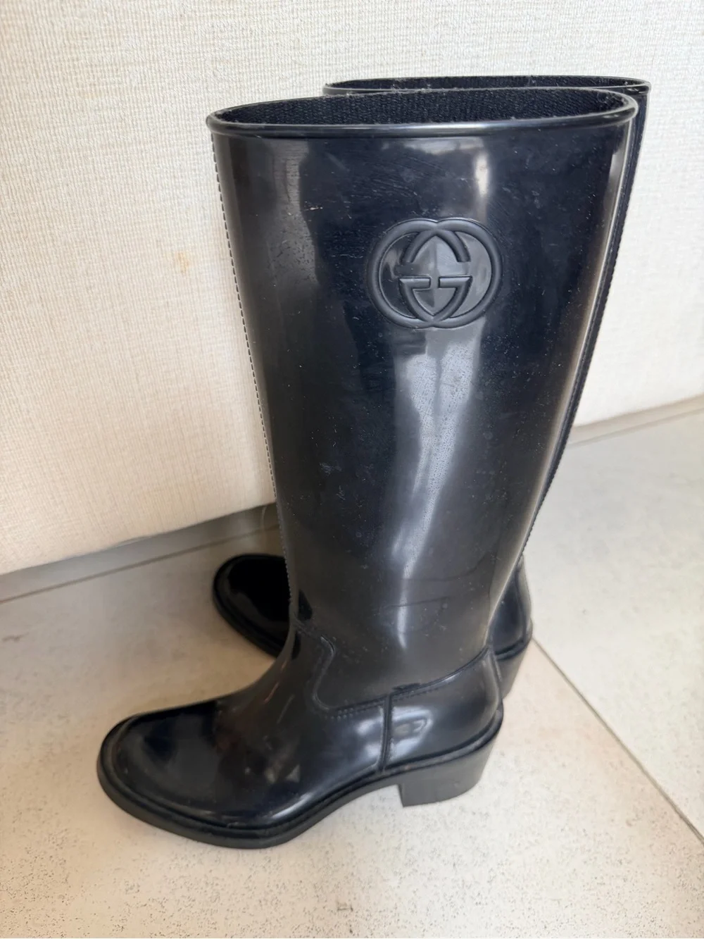 Gucci Black Women's Tall Rain Boots - Sleek Waterproof Style